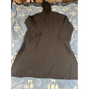 SHUKR Black Hooded Modest Tunic Thobe Long Sleeve Dress Size S